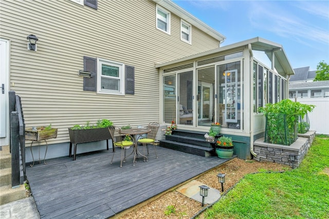 82 Martin St, East Providence, RI 02914 - wooden deck with a sunroom