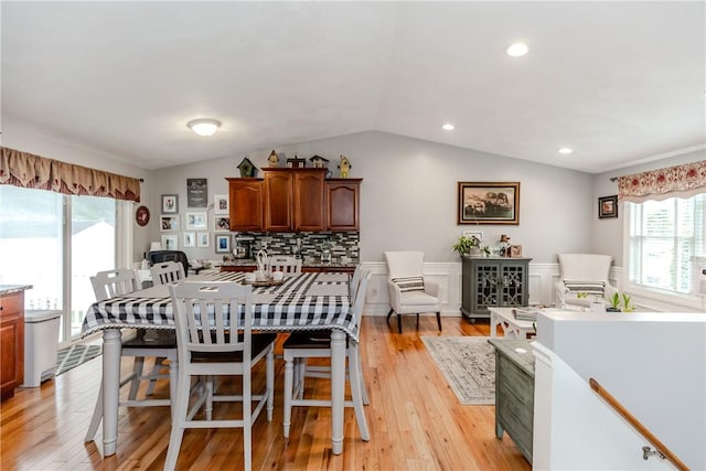 10 Pembroke Dr, Johnston, RI 02919 - dining room with vaulted ceiling, plenty of natural light, light wood finished floors, and recessed lighting
