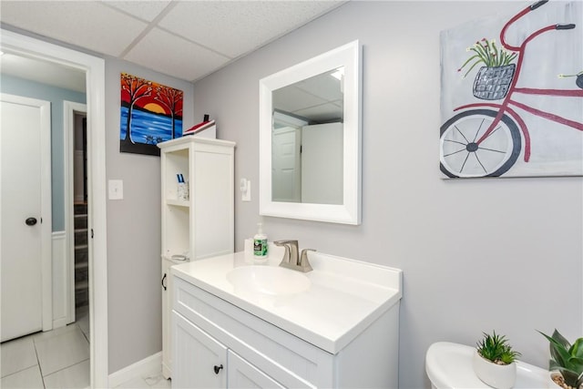 10 Pembroke Dr, Johnston, RI 02919 - bathroom with a drop ceiling and vanity