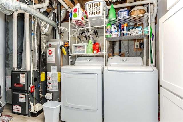 10 Pembroke Dr, Johnston, RI 02919 - laundry room featuring separate washer and dryer, water heater, and heating unit