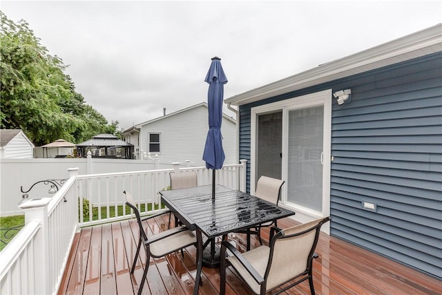 10 Pembroke Dr, Johnston, RI 02919 - wooden terrace featuring a gazebo and outdoor dining area