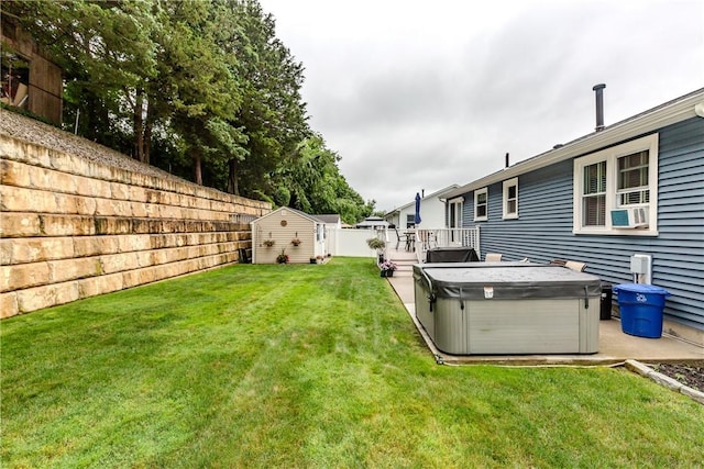 10 Pembroke Dr, Johnston, RI 02919 - fenced backyard with a hot tub and a storage shed