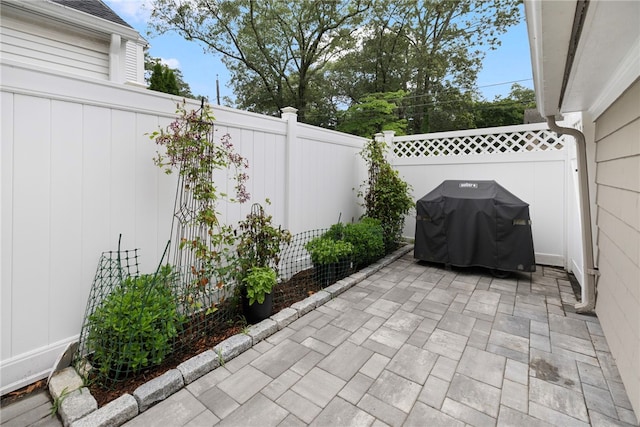221 Trinity St, Warwick, RI 02886 - fenced backyard featuring a patio and a grill