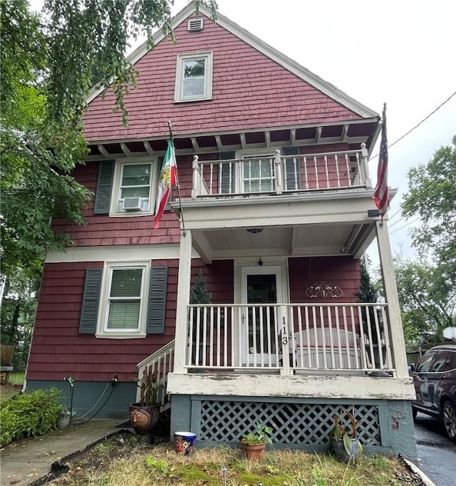 113 Alger Ave, Providence, RI 02905 - view of front facade featuring a porch, a balcony, and cooling unit