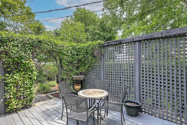 53 Avon St, Somerset, MA 02726 - wooden deck with outdoor dining space