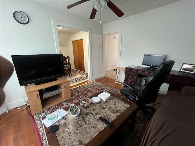 12 Winthrop St, Cranston, RI 02910 - home office featuring wood finished floors and ceiling fan
