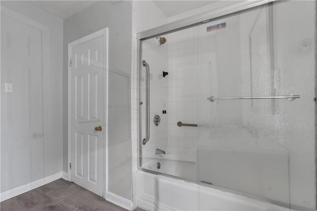 1 Ware St, Providence, RI 02907 - bathroom with bath / shower combo with glass door and wood finished floors