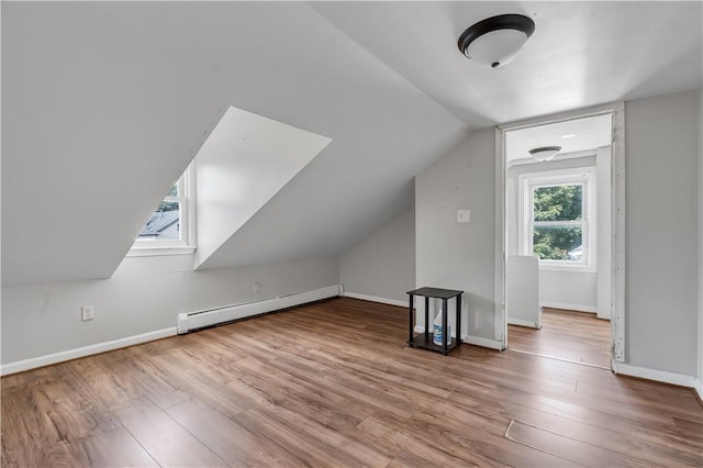 1 Ware St, Providence, RI 02907 - bonus room featuring baseboard heating, wood finished floors, and vaulted ceiling