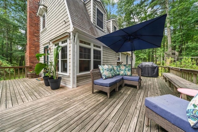 825 Matteson Rd, Coventry, RI 02816 - wooden terrace featuring a grill and an outdoor hangout area