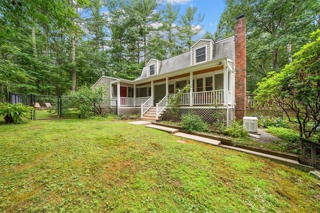 825 Matteson Rd, Coventry, RI 02816 - view of front of house featuring a porch, a chimney, and a gate