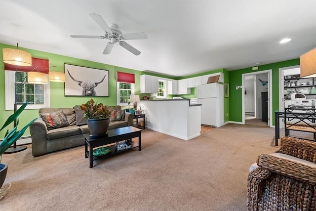 825 Matteson Rd, Coventry, RI 02816 - living area featuring light carpet and a ceiling fan