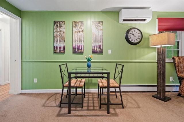 825 Matteson Rd, Coventry, RI 02816 - carpeted dining room featuring a wall mounted air conditioner and baseboard heating