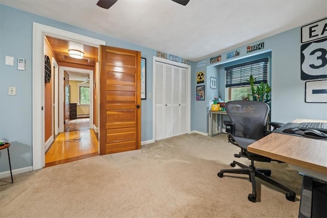 825 Matteson Rd, Coventry, RI 02816 - office area featuring light carpet and a ceiling fan