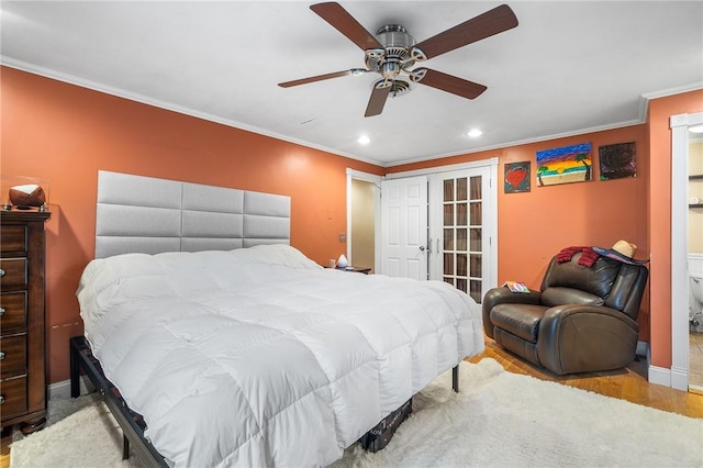 18 Magnolia Ln, Coventry, RI 02816 - bedroom with recessed lighting, wood finished floors, ornamental molding, and a ceiling fan