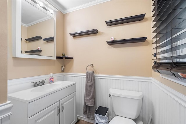 18 Magnolia Ln, Coventry, RI 02816 - bathroom featuring ornamental molding, wainscoting, and vanity