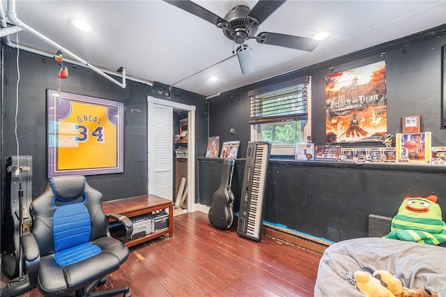 18 Magnolia Ln, Coventry, RI 02816 - sitting room with a ceiling fan, hardwood / wood-style floors, and recessed lighting