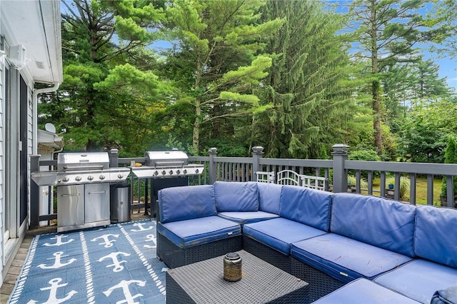 18 Magnolia Ln, Coventry, RI 02816 - wooden deck featuring outdoor lounge area and grilling area