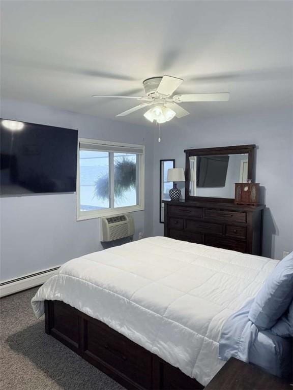 400 Narragansett Pkwy Unit Sb9, Warwick, RI 02888 - carpeted bedroom with a wall mounted air conditioner, ceiling fan, and a baseboard heating unit