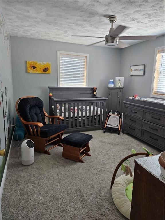 250 Arnold Rd, Coventry, RI 02816 - carpeted bedroom featuring a textured ceiling and a ceiling fan