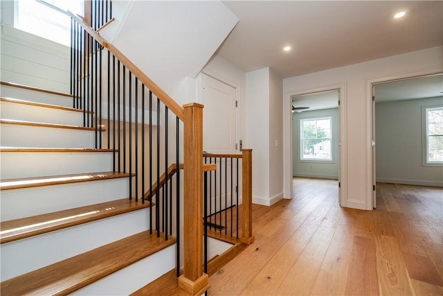 5 Williams St Unit 4, Warwick, RI 02818 - stairs featuring hardwood / wood-style floors, plenty of natural light, and recessed lighting