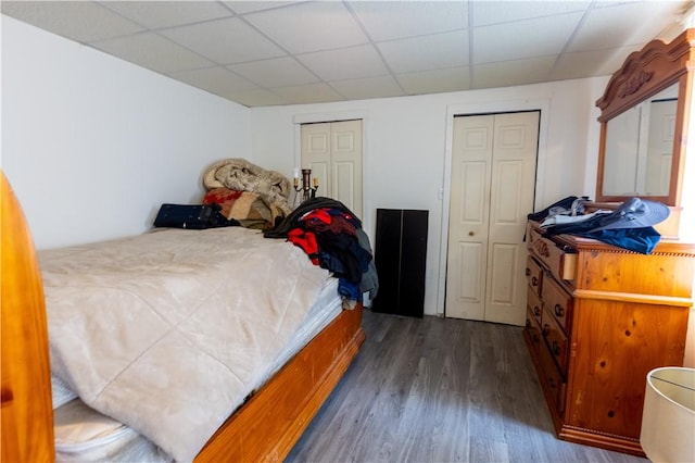 61 Cyr St, Providence, RI 02905 - bedroom with a drop ceiling, wood finished floors, and two closets