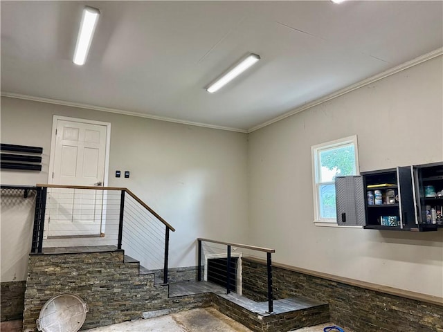 74 Plymouth Rd, East Providence, RI 02914 - stairway featuring ornamental molding