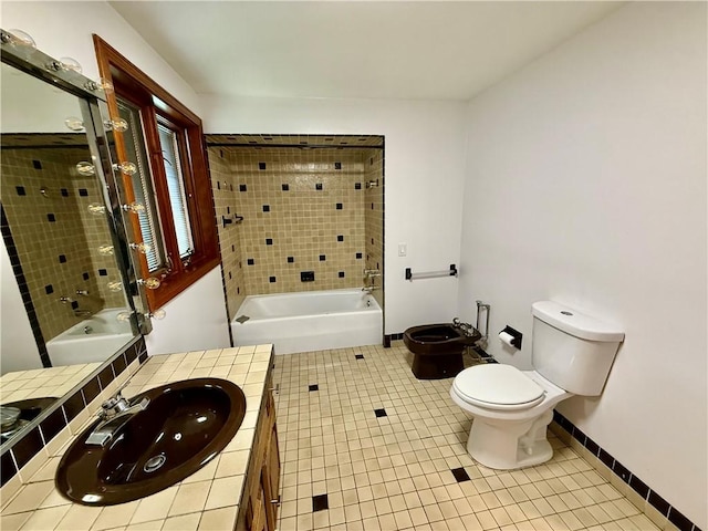 74 Plymouth Rd, East Providence, RI 02914 - full bathroom with tile patterned flooring, a bidet, and vanity