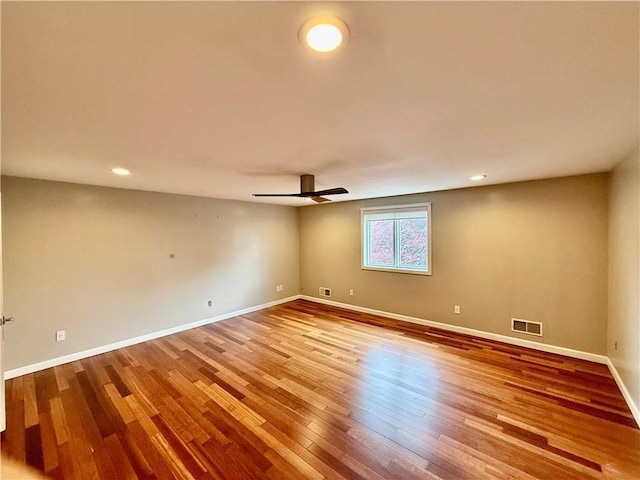 74 Plymouth Rd, East Providence, RI 02914 - spare room with ceiling fan, wood finished floors, and recessed lighting
