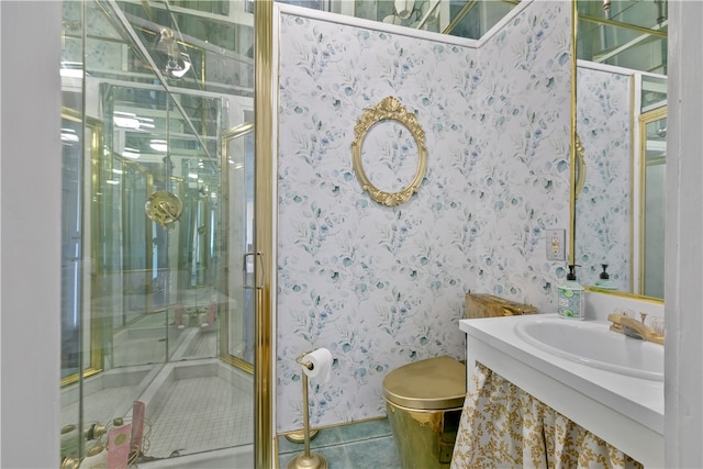 519 Bellevue Ave Unit 2N, Newport, RI 02840 - full bath featuring a stall shower, vanity, and tile patterned flooring