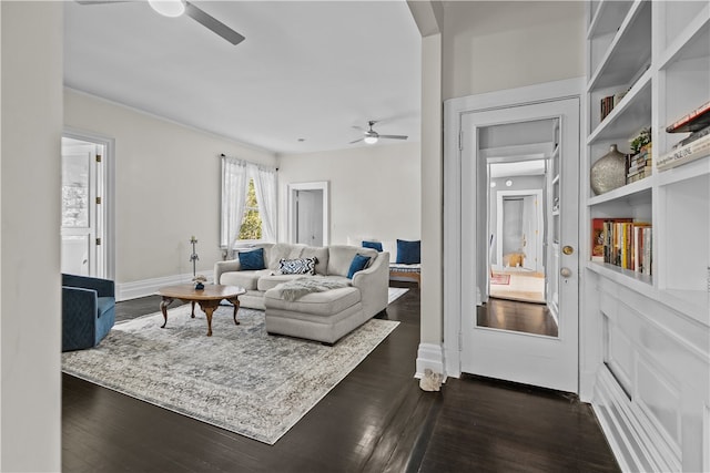 519 Bellevue Ave Unit 2N, Newport, RI 02840 - living room with ceiling fan and dark wood-style flooring