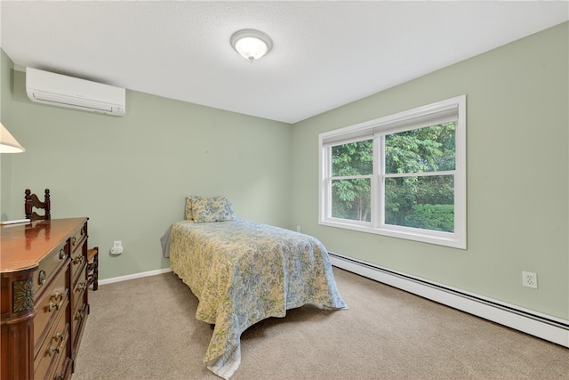 435 Allen Ave, South Kingstown, RI 02879 - bedroom featuring a wall mounted AC, a baseboard heating unit, and carpet floors