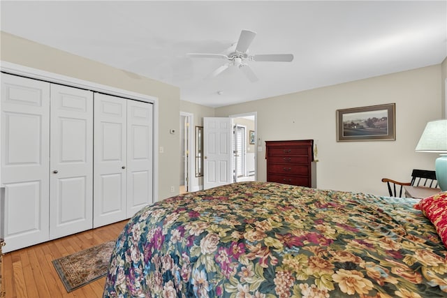 435 Allen Ave, South Kingstown, RI 02879 - bedroom featuring light wood-type flooring, a closet, and ceiling fan