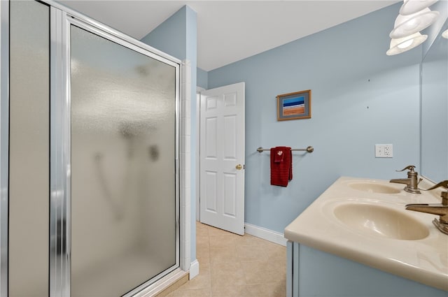 435 Allen Ave, South Kingstown, RI 02879 - full bath with a stall shower, tile patterned floors, and double vanity
