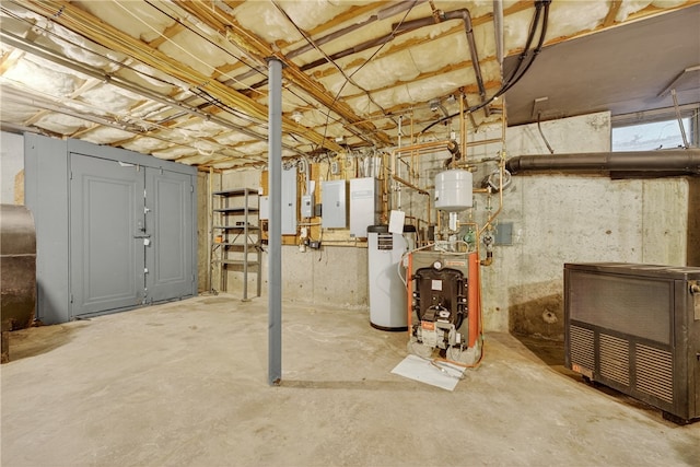 435 Allen Ave, South Kingstown, RI 02879 - unfinished below grade area with water heater, electric panel, a heating unit, and oil tank