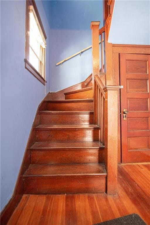 1397 Chalkstone Ave, Providence, RI 02909 - stairs with hardwood / wood-style flooring
