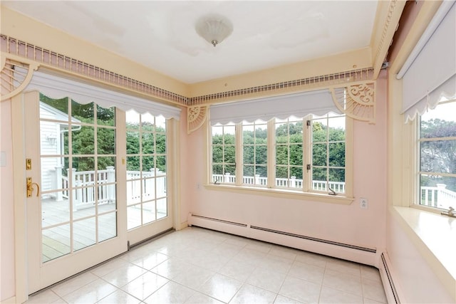 11 Macintosh Dr, Smithfield, RI 02828 - unfurnished sunroom with baseboard heating, plenty of natural light, and french doors