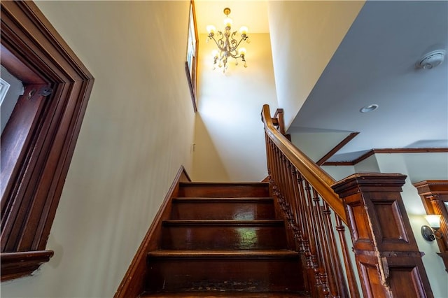 192 Lenox Ave, Providence, RI 02907 - stairs with a chandelier and a high ceiling