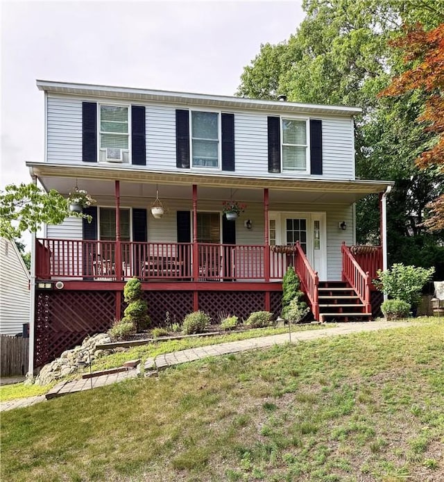 8 Orchard St, West Warwick, RI 02893 - view of front of house with covered porch and a front lawn