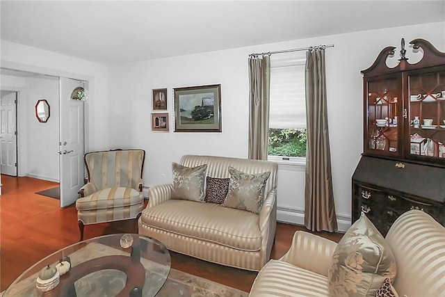 60 Tower Hill Rd, Tiverton, RI 02878 - living room with baseboard heating and wood finished floors