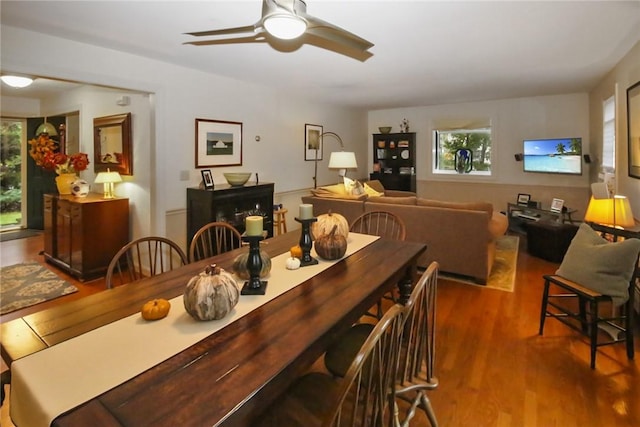 60 Tower Hill Rd, Tiverton, RI 02878 - dining area featuring healthy amount of natural light, wood finished floors, and ceiling fan