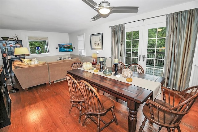 60 Tower Hill Rd, Tiverton, RI 02878 - dining space with healthy amount of natural light, french doors, and dark wood-type flooring