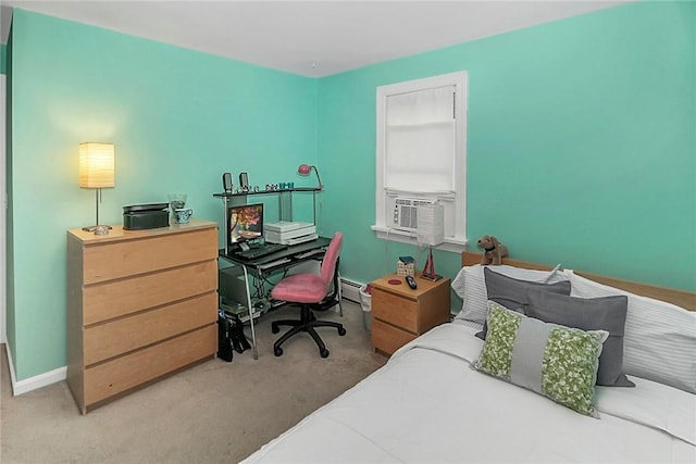 60 Tower Hill Rd, Tiverton, RI 02878 - bedroom with cooling unit, carpet floors, a baseboard radiator, and an office area