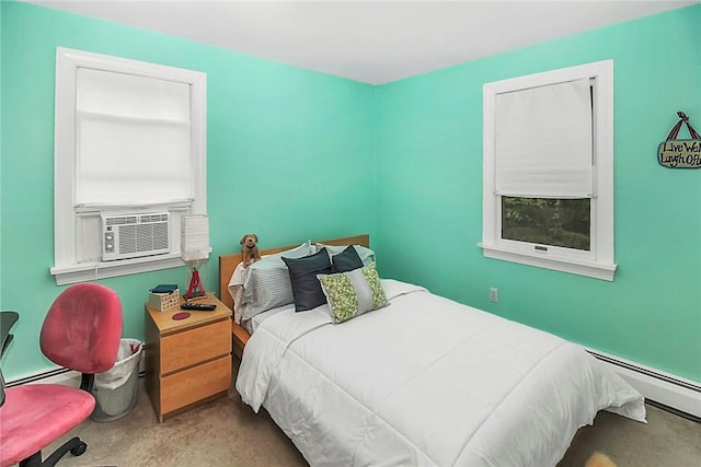 60 Tower Hill Rd, Tiverton, RI 02878 - carpeted bedroom featuring cooling unit, a baseboard heating unit, and a baseboard radiator