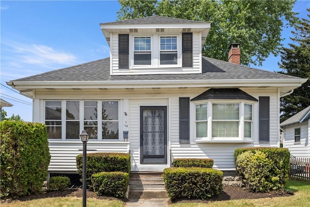 68 Friendly Rd, Cranston, RI 02910 - bungalow-style home with roof with shingles and a chimney