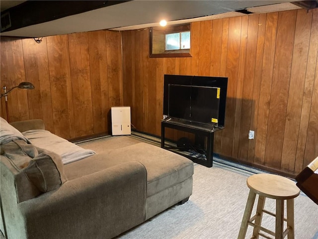 14 Jaycee Dr, West Warwick, RI 02893 - carpeted living room with wood walls