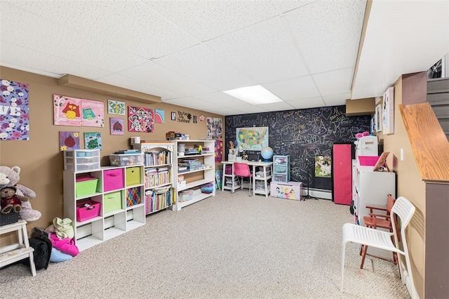 27 Nixon St, Cumberland, RI 02864 - recreation room with a drop ceiling and carpet floors