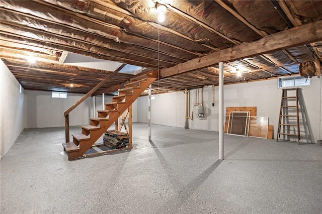 321 Beckwith St, Cranston, RI 02910 - unfinished below grade area featuring stairs