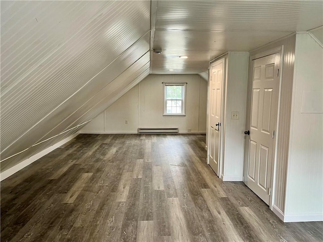 74 Leslie St, Cranston, RI 02910 - additional living space with a baseboard heating unit, wood finished floors, and lofted ceiling