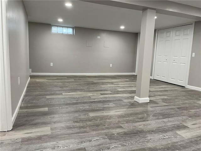 74 Leslie St, Cranston, RI 02910 - below grade area featuring wood finished floors and recessed lighting