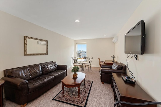 333 Atwells Ave Unit 302, Providence, RI 02903 - carpeted living area with a wall mounted air conditioner and recessed lighting